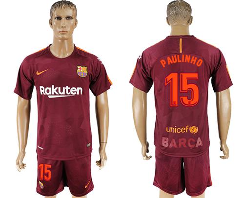 Barcelona #15 Paulinho Sec Away Soccer Club Jersey